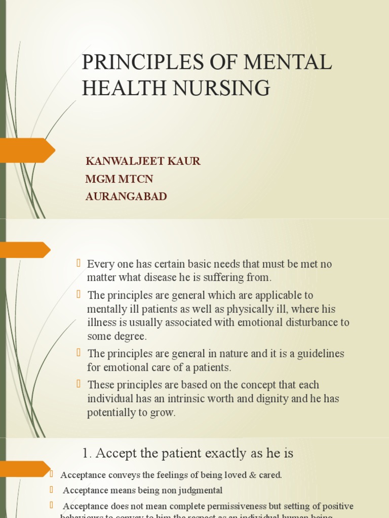 Principles of Mental Health Nursing | PDF | Nursing | Behavior