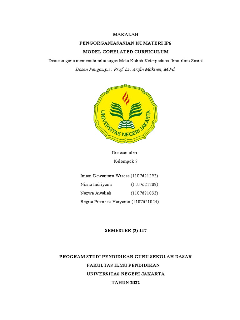 Makalah kelompok 9 pengorganisasian correlated curriculum pdf