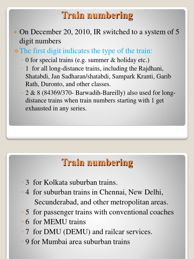 Indian Railway Coach Numbering System | PDF | Transportation ...