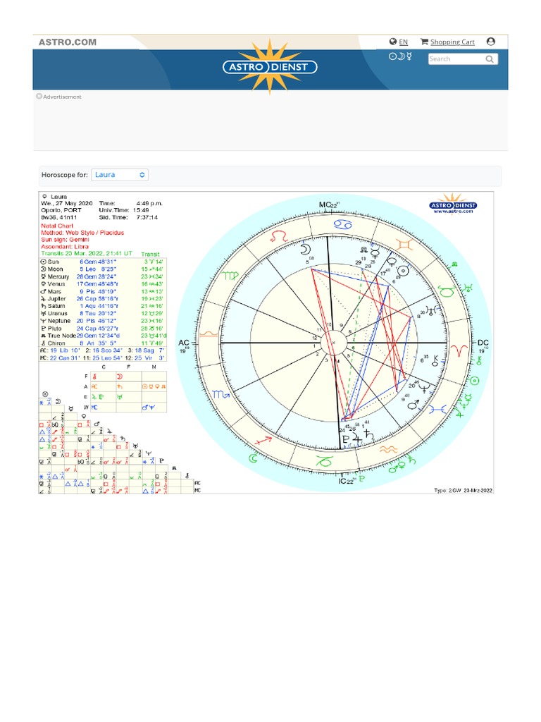 Free Chart Astrodienst PDF Horoscope Esotericism