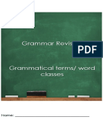 Grammar Revision - Grammatical Terms and Word Classes