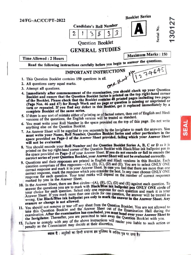 67 BPSC PRE SET A QUESTIONS PAPER-compressed | PDF