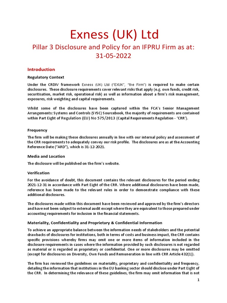 Pillar 3 Disclosure 2021 Pdf Capital Requirement Risk