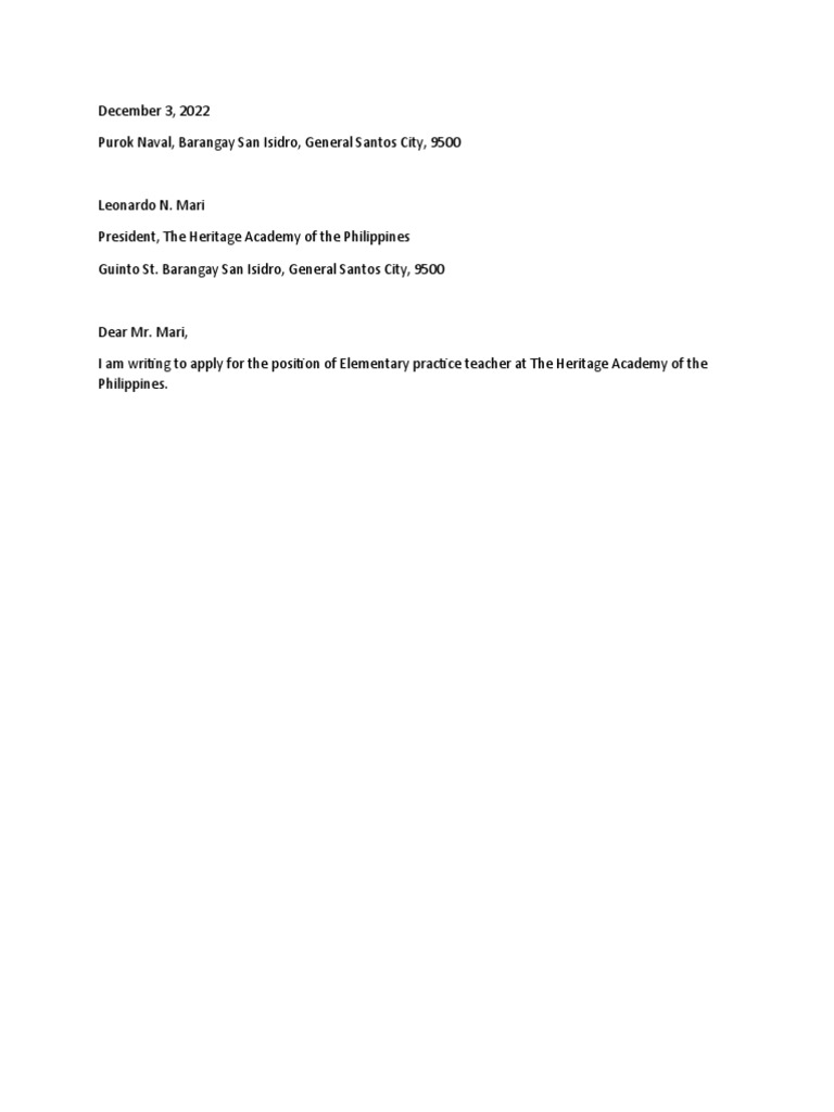 Application for Elementary Teacher Position | PDF
