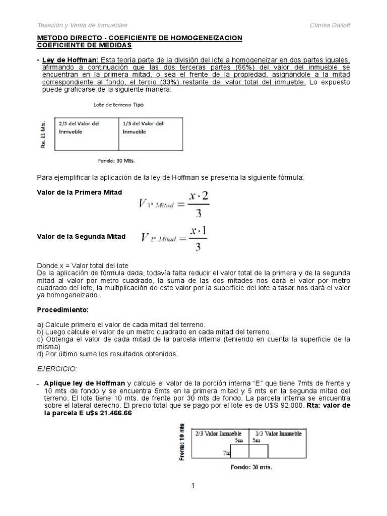 Tasaciones 6 ley hoffman y regla norteamericana pdf matem ticas