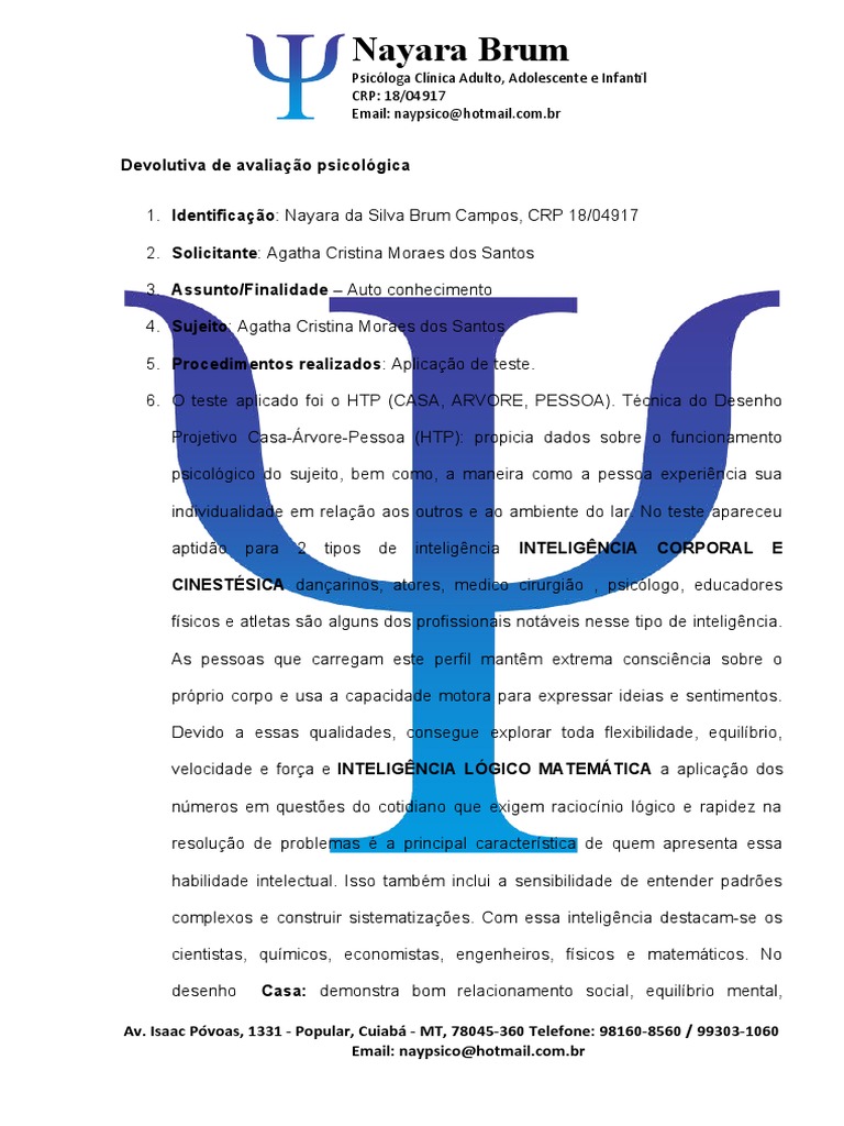 Devolutiva Psicologica Agata Pdf Psicologia Timidez