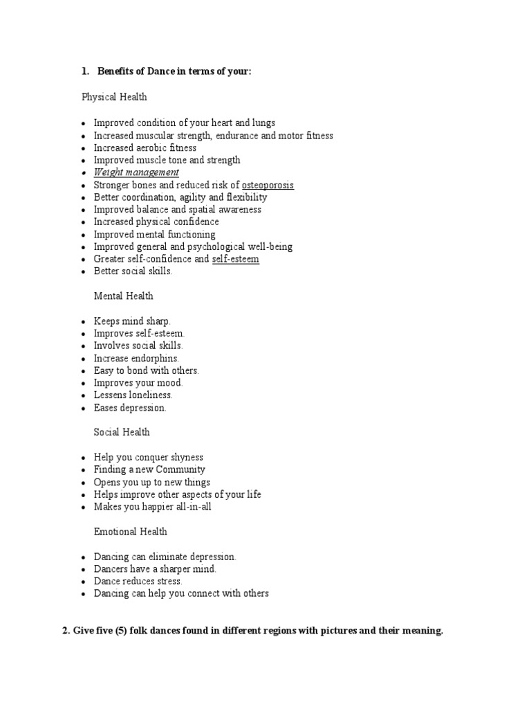 Benefits of Dance on Health and Well-being | PDF | Physical Fitness ...