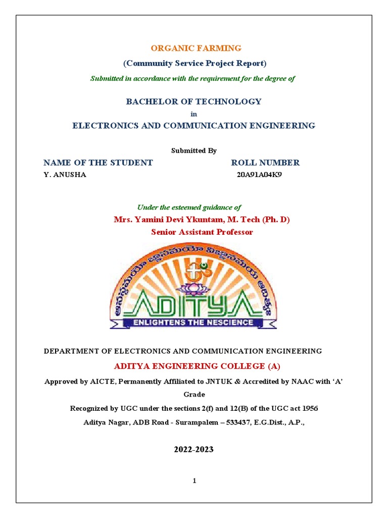 AEC - Community Service Project Report - Format | PDF | Organic Farming ...