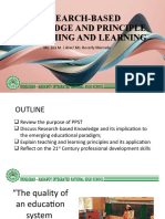 Research Based Knowledge and Principle of Teaching and Learning