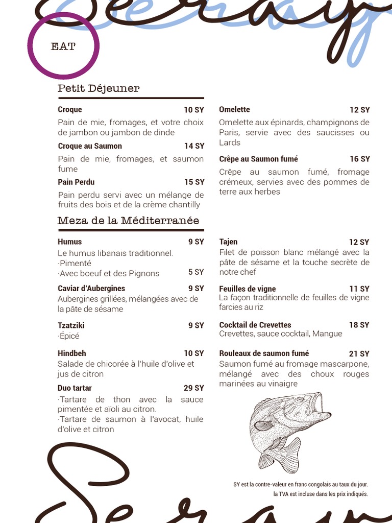 Seray Food and Beverage Menu | PDF | sauce | Pesto