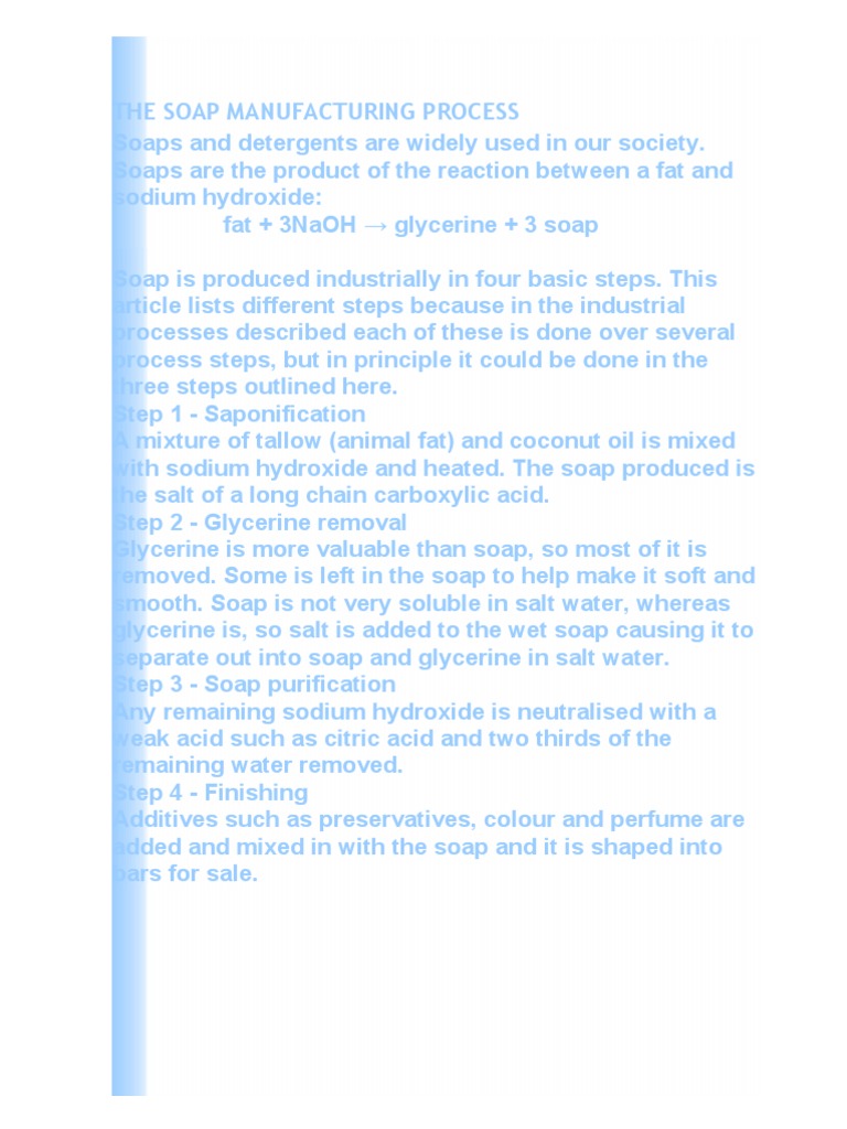 Saponification in Soap Production | PDF | Soap | Sodium Hydroxide