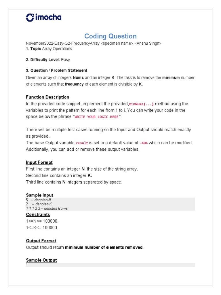 Imocha - Question2 | PDF | Programming | Computer Program