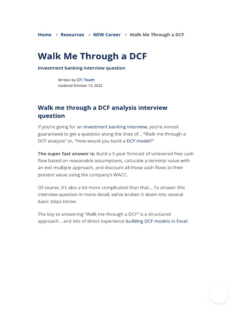 Walk Thru DCFModel | PDF