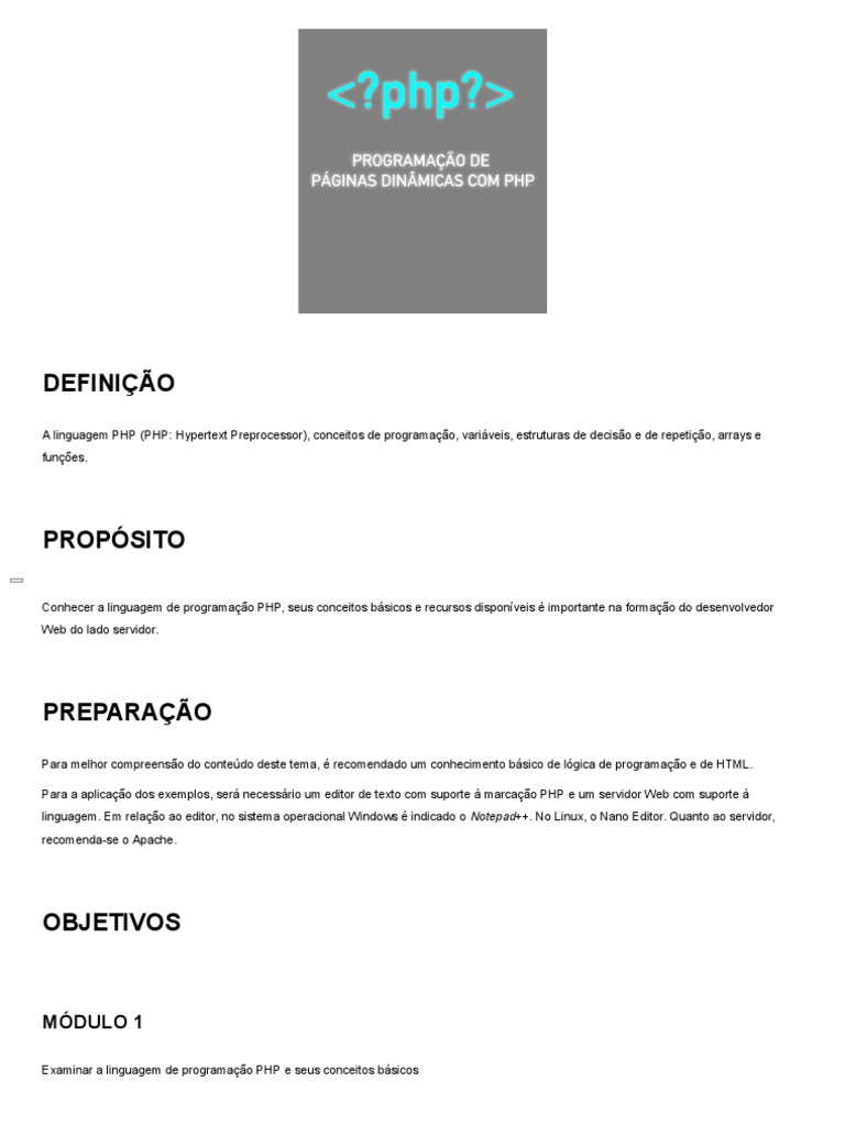 Introdução à Programação em PHP | PDF | Php | Protocolo de ...