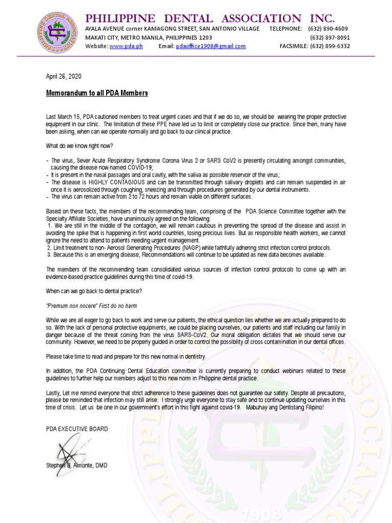 PDA Interim Guidelines On Infection Prevention During The Covid19