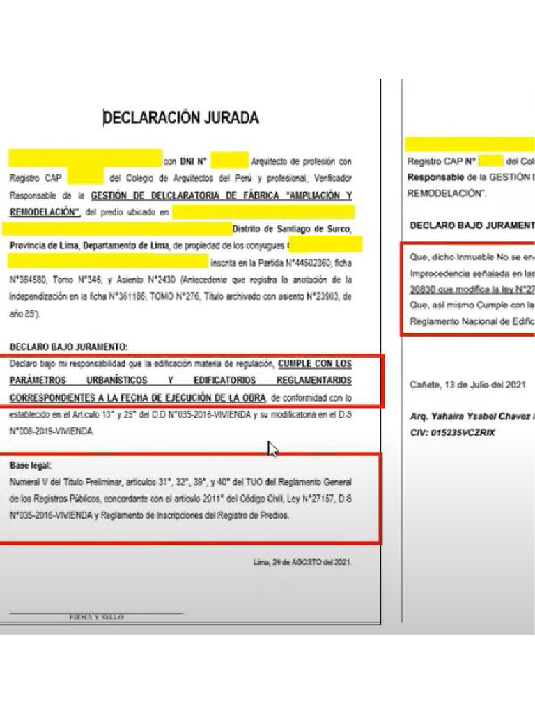 Modelo de Declaraciones Juradas | PDF