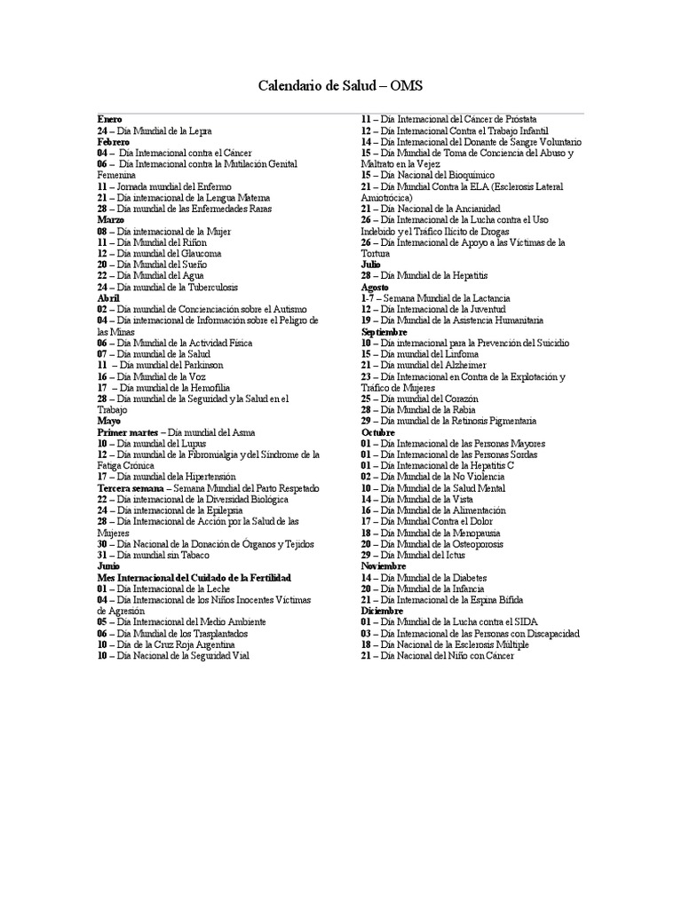 Calendario de Salud Mental PDF Medicina CLINICA Ciencias de la Salud