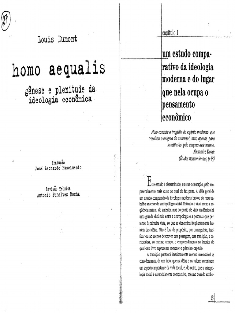 Louis Dumont - Homo Aequalis | PDF