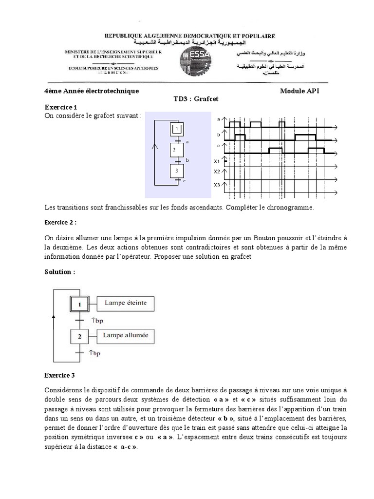 td4 Grafcet Avec Solution | PDF | Interrupteur | Biens manufacturés