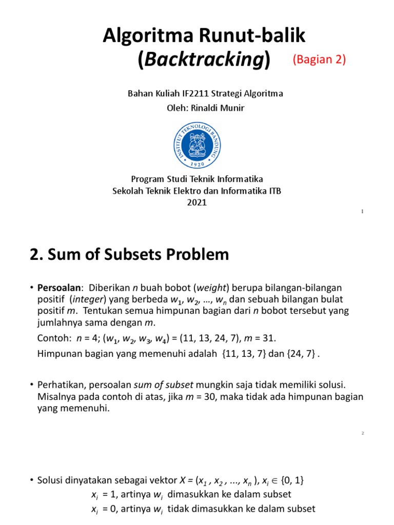 Algoritma Backtracking 2021 Bagian2 | PDF