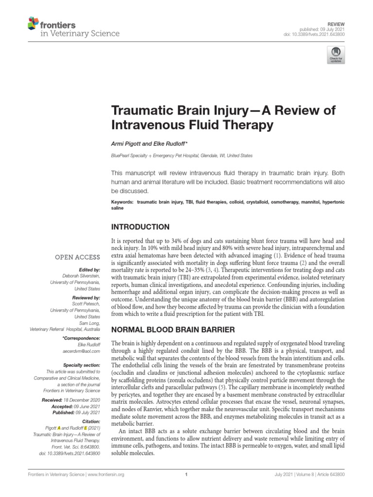 Traumatic Brain InjuryA Review of Intravenous Fluid Therapy PDF