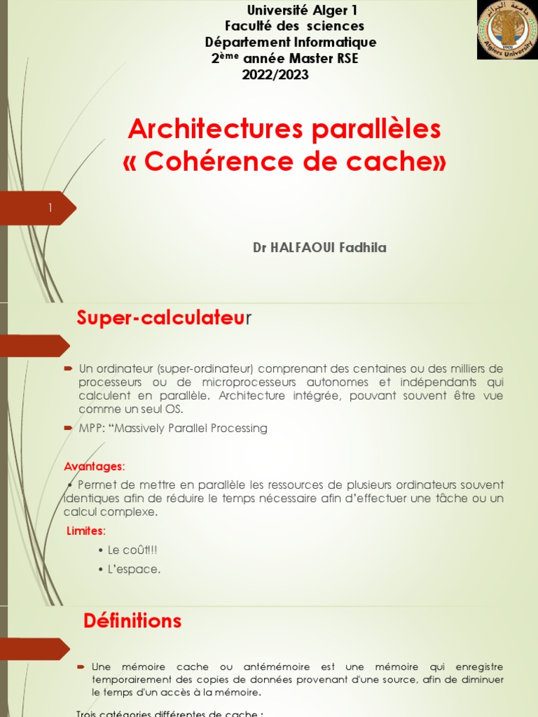 Cohérence de cache dans les architectures parallèles | PDF | Cache ...