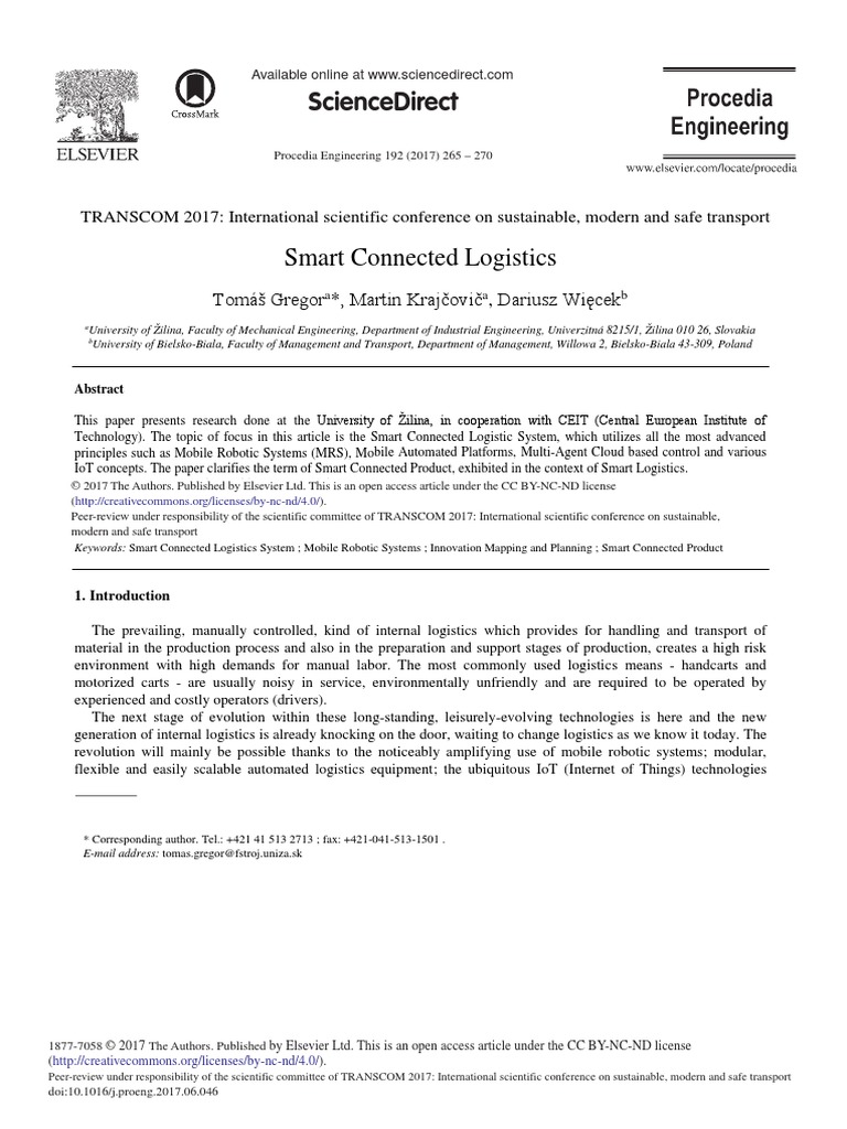 Smart Connected Logistics | PDF | Logistics | Internet Of Things