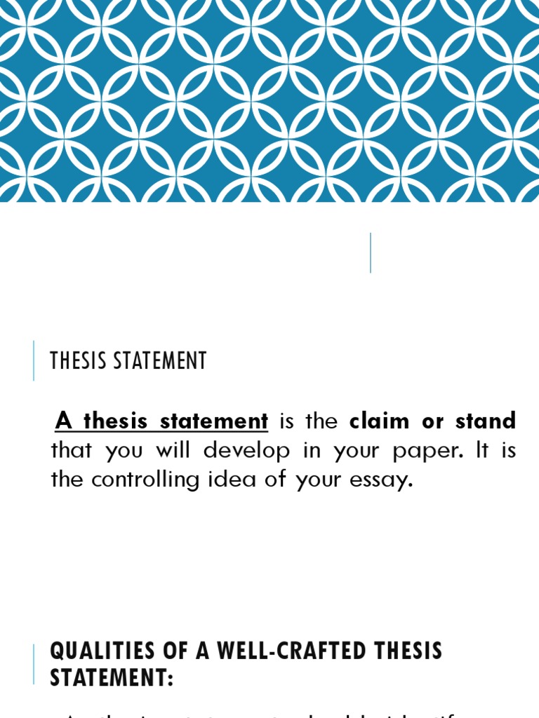 Thesis Statements PDF Thesis Essays