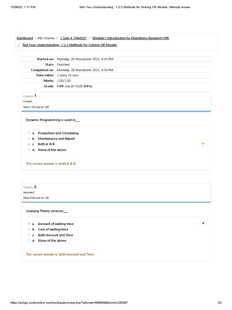 Test Your Understanding - 1.2.2 Methods For Solving or Models - Attempt ...
