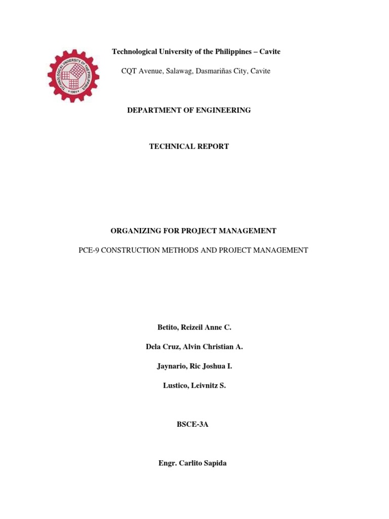 Group 5 construction management organization written report pdf