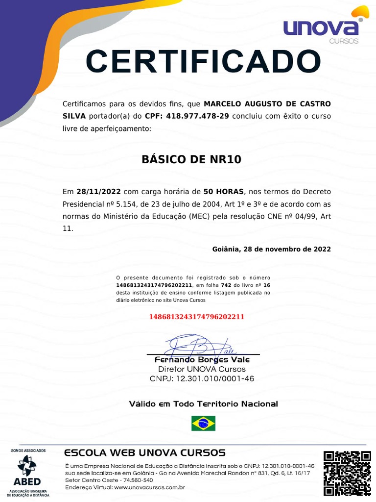 Certificado Unova