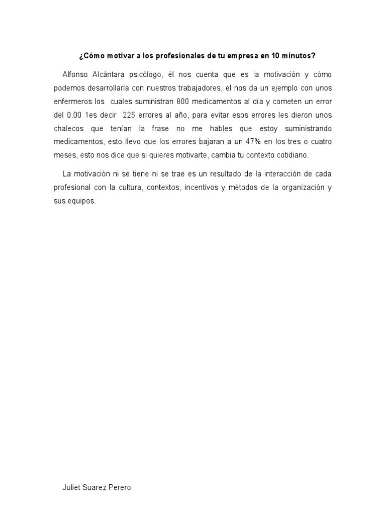 Cómo Motivar A Los Profesionales De Tu Empresa En 10 Minutos Pdf