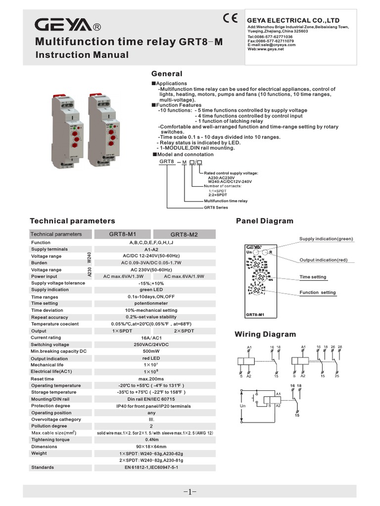 GRT8-M Multifunction Time Relay Manual | PDF | Relay | Switch