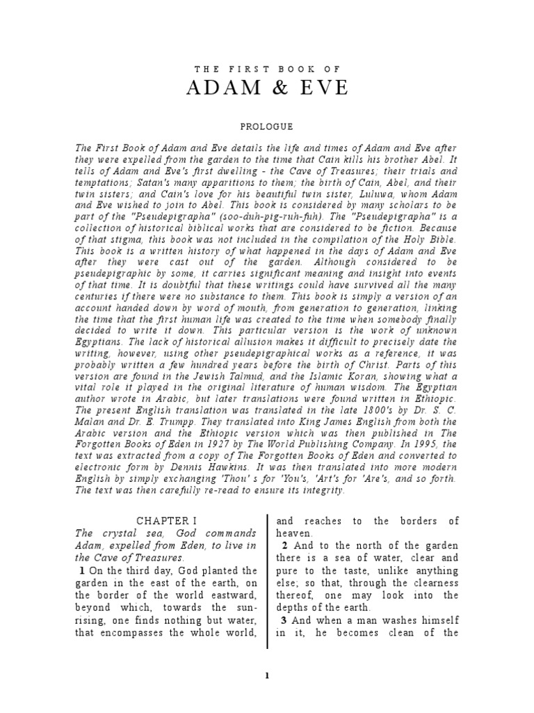 First book of adam and eve pdf adam and eve sin