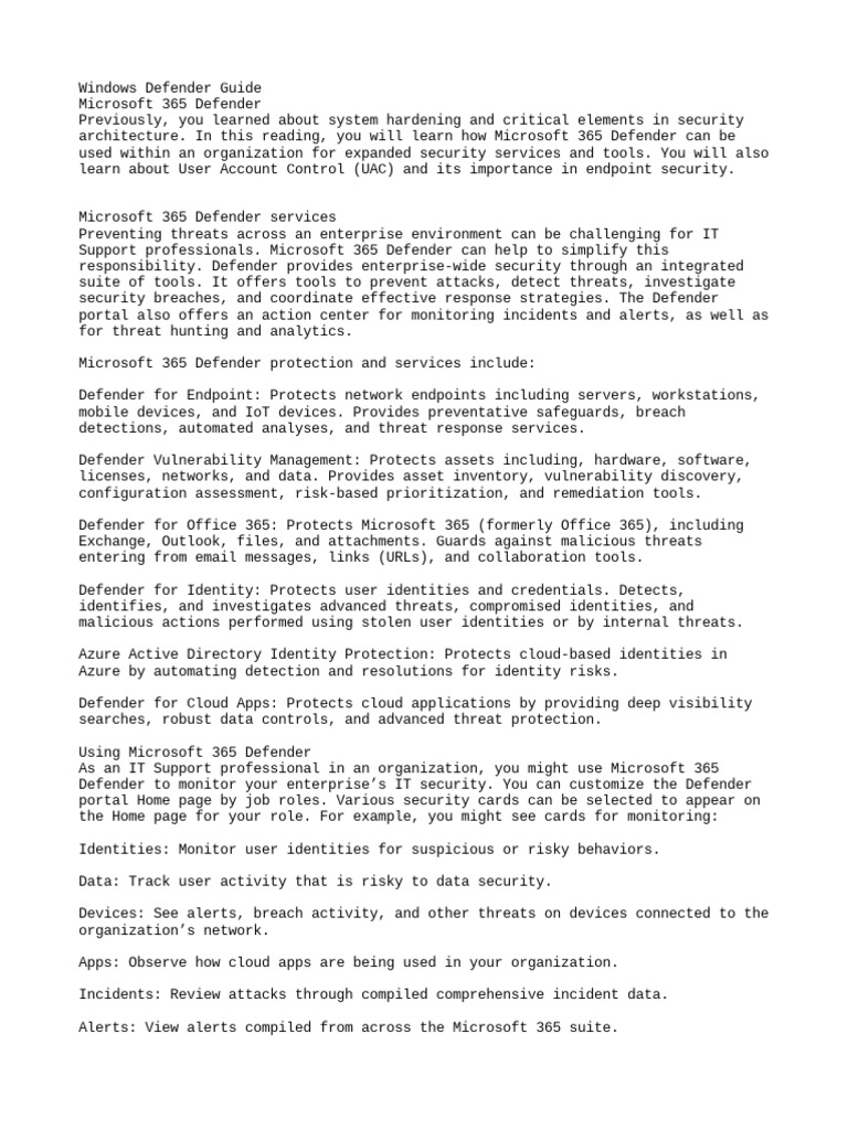 Windows Defender Guide Pdf Security Computer Security