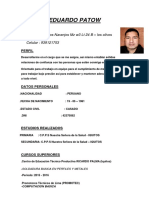 Romulo Eduardo Patow Linares: Dirección: Ub Los Naranjos MZ w3 LT 24 B - Los Olivos Celular: 939121753
