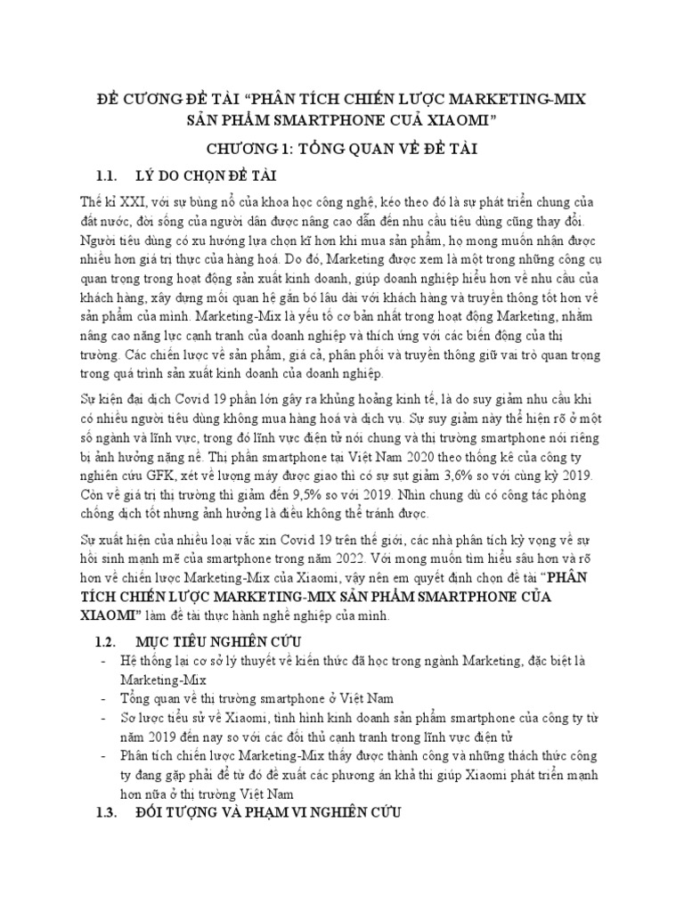 ĐỀ CƯƠNG ĐỀ TÀI | PDF