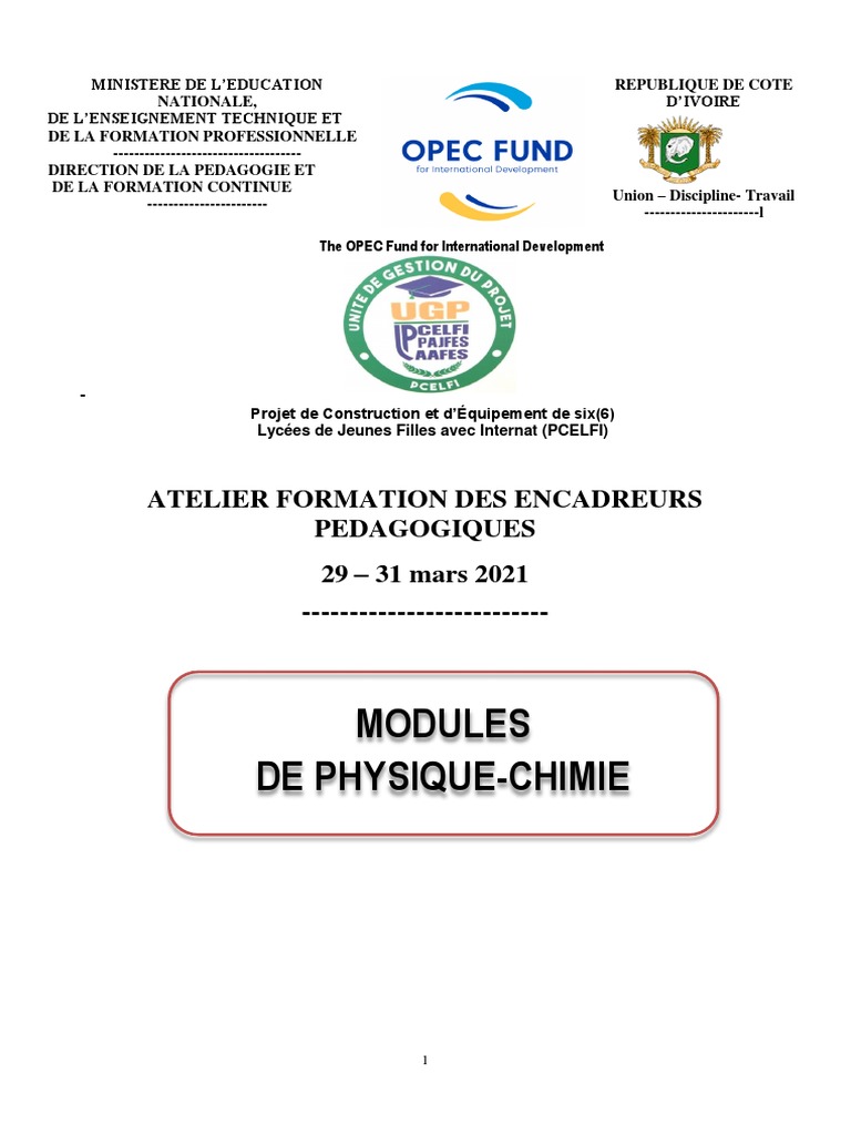 Modules Physique Chimie - Atelier OFID | PDF | Méthode d'enseignement ...