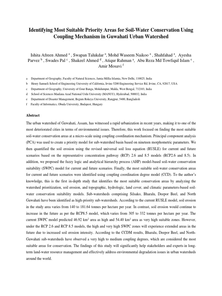 Identifying Most Suitable Priority Areas For SoilWater Conservation Using Coupling Mechanism in