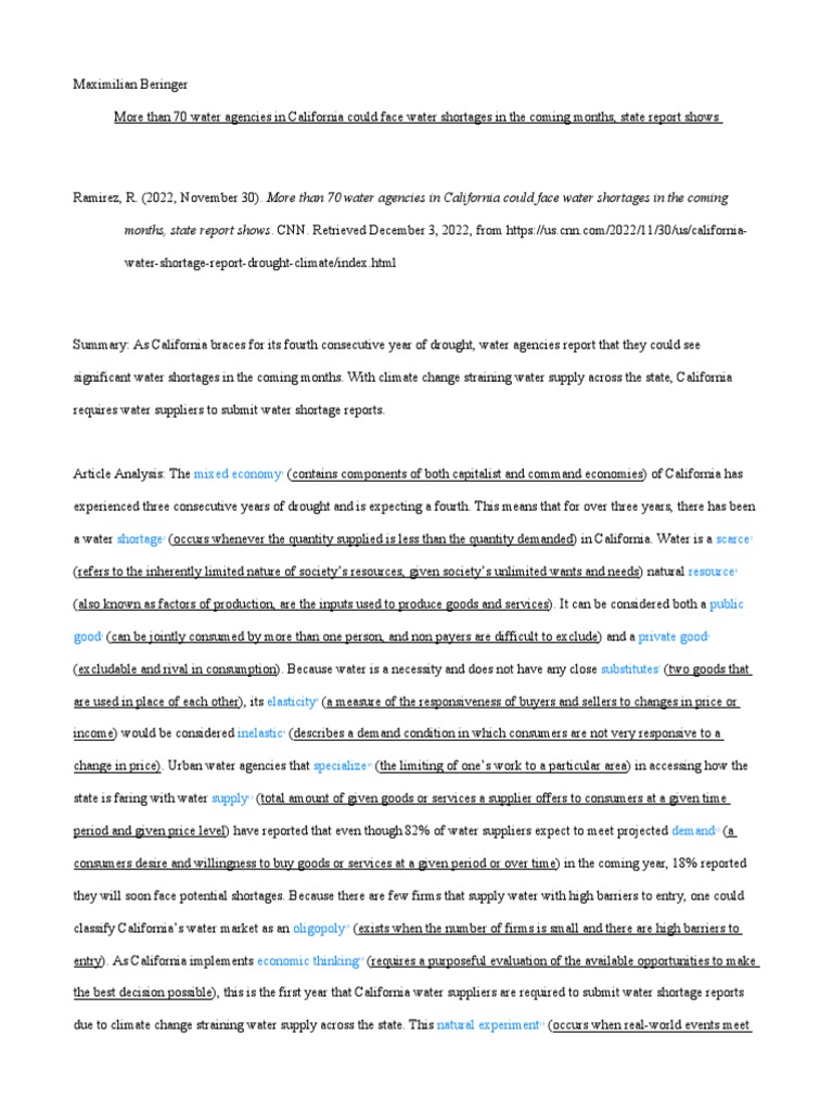 Final Write Up | PDF | Elasticity (Economics) | Water Scarcity