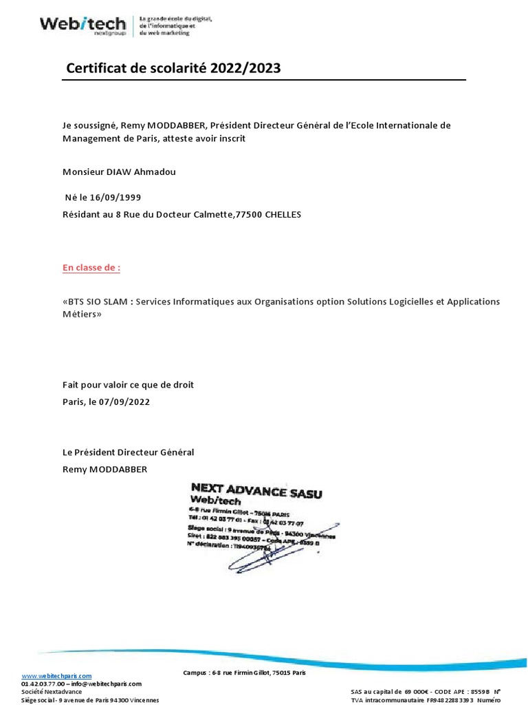Certificat De Scolarité Univ Rouen – XVYP
