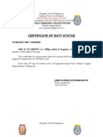 Certification of Duty Status & Non-Pending Case (PSSG Nestor E Alilaya)
