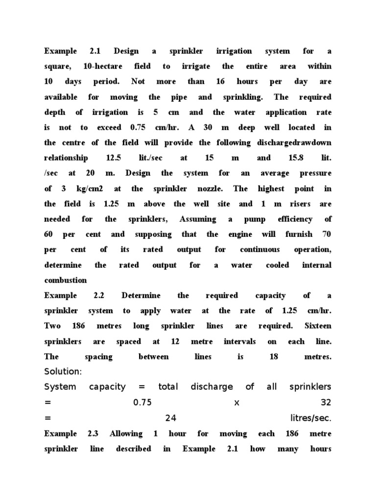Sprinkler Irrigation System Design | PDF | Irrigation | Fire Sprinkler ...