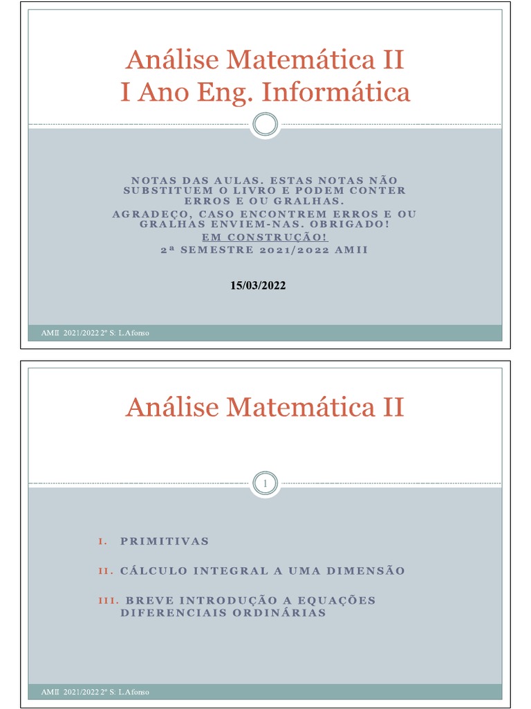 Aulas - 2022 - 2S - AMII - 10M04 | PDF