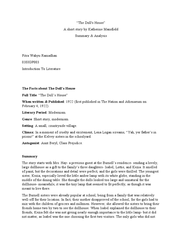 Analysis The Doll's House by Katherine Mansfield Download Free PDF