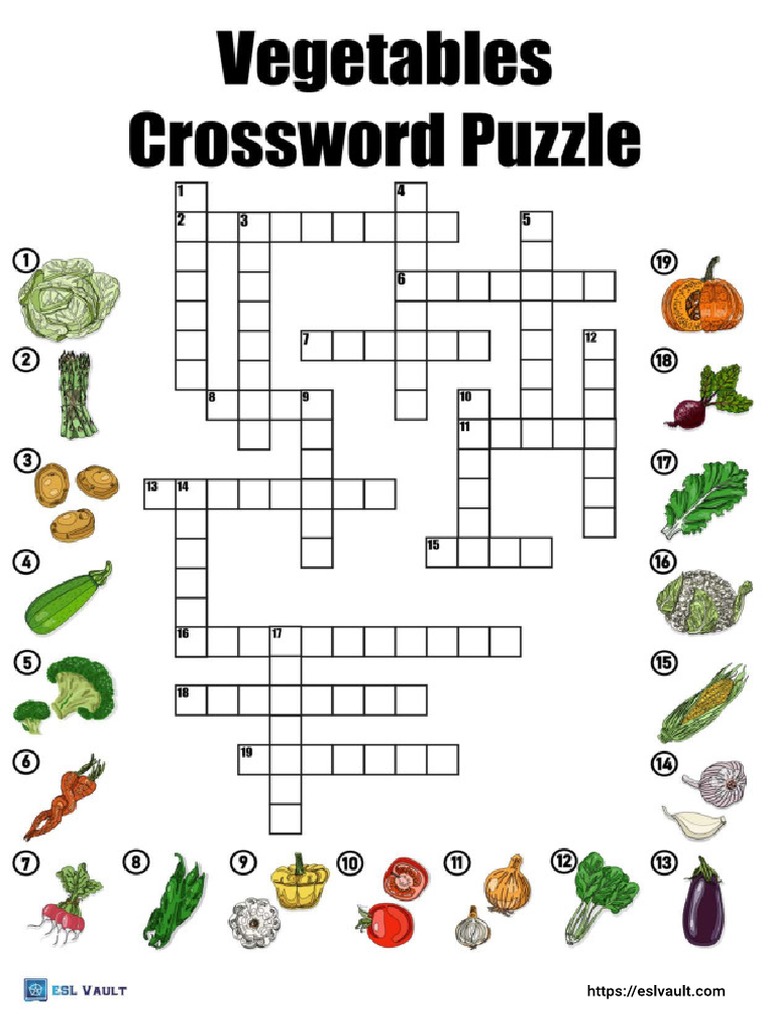 Vegetables Crossword PDF