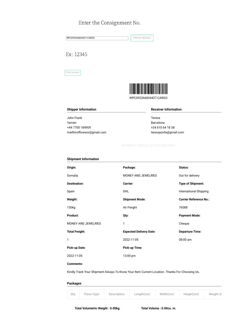 Track - Global Pack Shipping Service | PDF