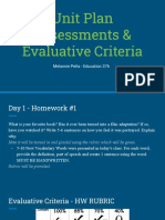 Unit Plan Assessments & Evaluative Criteria: Melannie Peña - Education 376