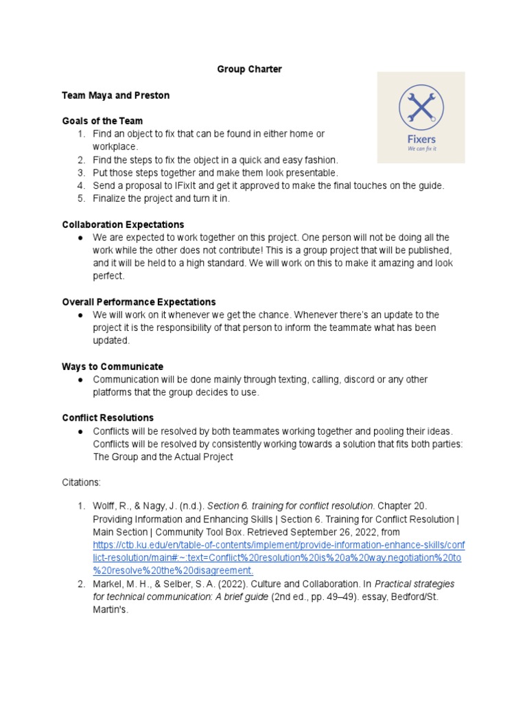 Group Charter 2 | PDF | Communication | Human Communication