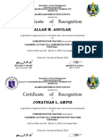 Certificate of Recognition: Allan M. Aguilar